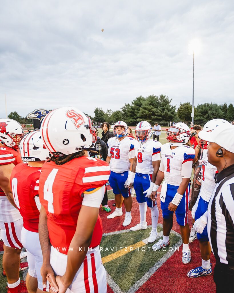 Coin toss between Archbishop Spalding and DeMatha high school Maryland Kim Kravitz